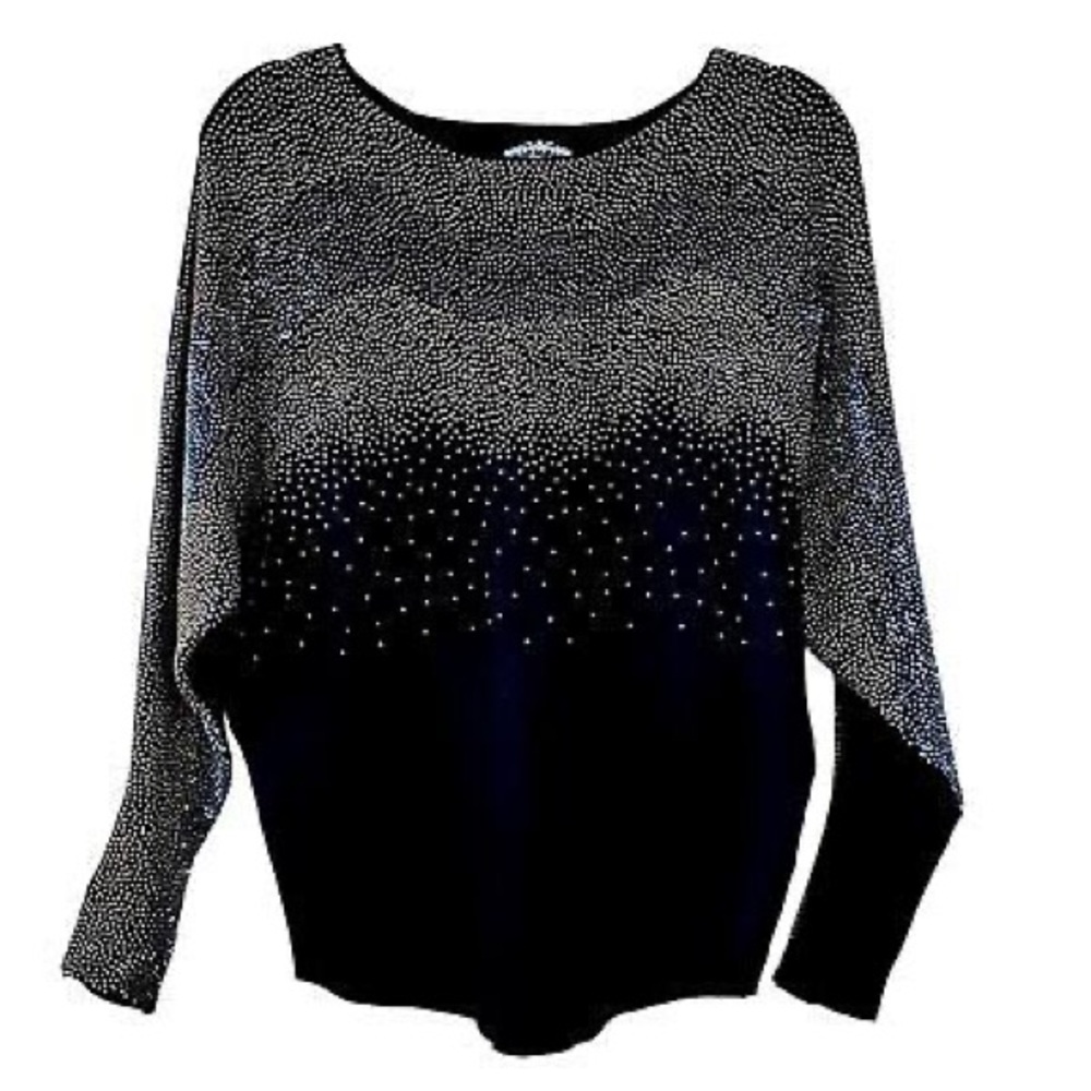 Oliver O Women Embellished Sweater M Black Gold Silver Sparkle Cocktail Holiday